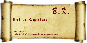 Balla Kapolcs névjegykártya
